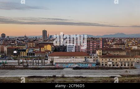 Milano, vista aerea dalla Fondazione Prada Foto Stock