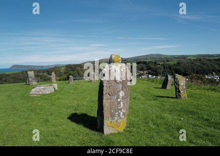 Gorsedd Stone Circle a Fishguard, Pembrokeshire risalente al 1936 Nazionale Eisteddfod Galles Foto Stock