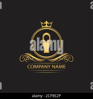 tazza wc logo modello royal vettore di lusso Illustrazione Vettoriale