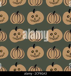 lanterne di zucca di halloween con motivo vettoriale senza cuciture Illustrazione Vettoriale