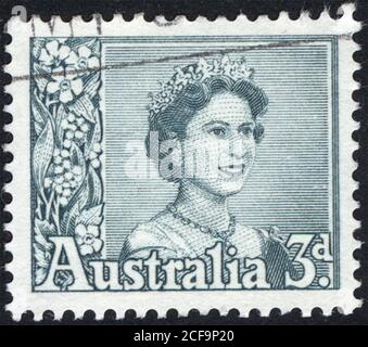 Francobollo australiano. Italia timbro storico. Un francobollo stampato in Australia. Foto Stock