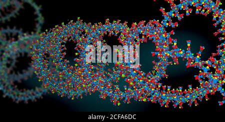 Catena di acido ribonucleico da cui l'acido desossiribonucleico o DNA è composto - illustrazione 3d Foto Stock