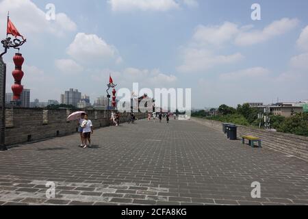 Mura della città di Xian Foto Stock