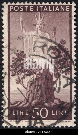 Francobolli dell'Italia. Timbro stampato in Italia. Timbro stampato dall'Italia. Foto Stock