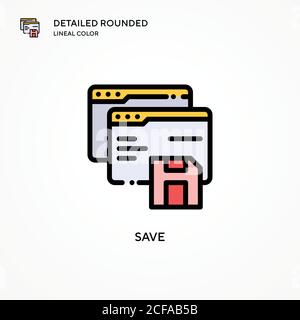 Icona Salva vettore. Concetti moderni di illustrazione vettoriale. Facile da modificare e personalizzare. Illustrazione Vettoriale