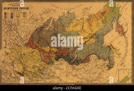 Mappa etnografico della Russia asiatica - 1870 Foto Stock