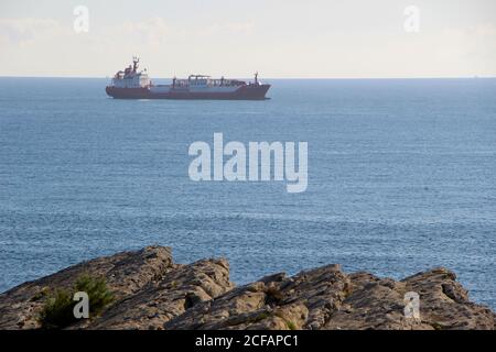 Petroliera GPL Tessa Kosan all'ancora al largo della costa Santander Cantabria Spagna Foto Stock