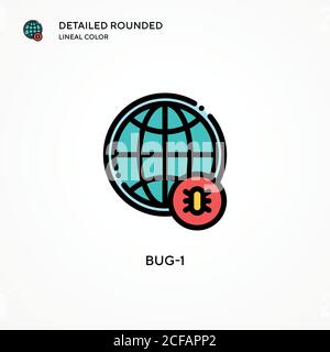 Icona vettore bug-1. Concetti moderni di illustrazione vettoriale. Facile da modificare e personalizzare. Illustrazione Vettoriale