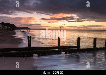 Molo di Teignmouth all'alba Foto Stock