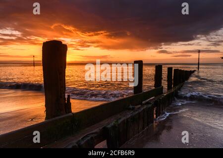Molo di Teignmouth all'alba Foto Stock