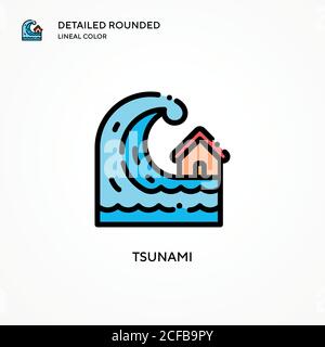 Icona vettore tsunami. Concetti moderni di illustrazione vettoriale. Facile da modificare e personalizzare. Illustrazione Vettoriale