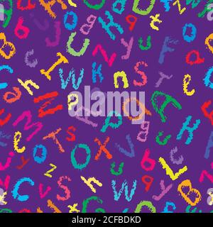 Disegno a mano alfabeto inglese decorativo, disegno stile cartoon, Illustrazione Vettoriale