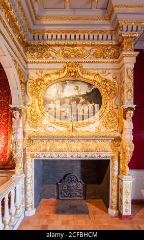 Camera d'oro nel castello, Chateaubriant Francia, Francia Foto Stock