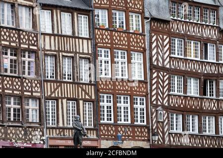 Casa a graticcio, città vecchia, Rennes Francia, Francia Foto Stock