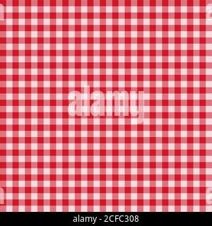 Tradizionale motivo Gingham di colore rosso. Modello vettoriale a scacchi senza giunture. Sfondo geometrico astratto. Illustrazione Vettoriale