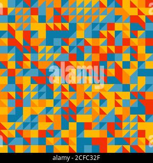 Schema geometrico triangoli astratti. Campioni colorati casuali. Sfondo vettoriale senza giunture. Solo cinque colori - facile da colorare. Illustrazione Vettoriale