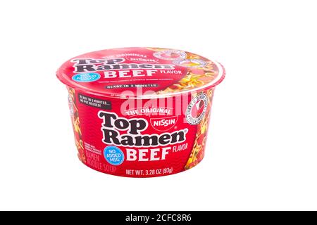 Tazza di sapore di manzo Ramen Foto Stock