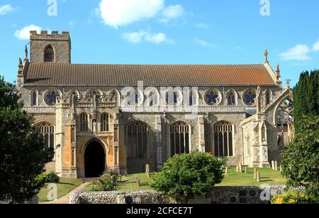 Cley NEXT the Sea, chiesa medievale, dedicata a St. Margaret, Norfolk, Inghilterra, Regno Unito Foto Stock