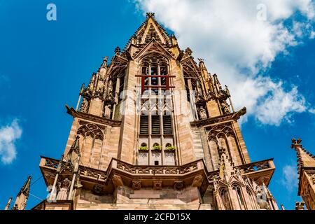 Freiburg Minster, Detail, Munsterplatz, Freiburg, Freiburg im Breisgau, Germania, Europa Foto Stock