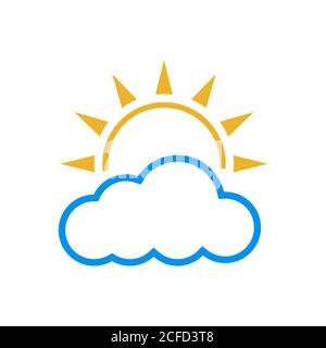 semplice utile luminoso sole e nuvola logo un cielo chiaro icone disegno vettoriale concetto di grafica illustrazioni Illustrazione Vettoriale