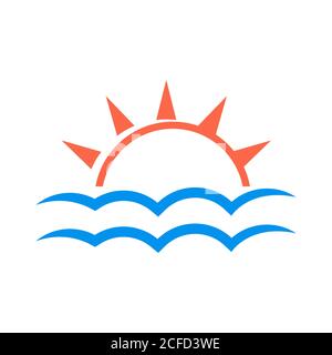 semplice utile luminoso sole e nuvola logo un cielo chiaro icone disegno vettoriale concetto di grafica illustrazioni Illustrazione Vettoriale