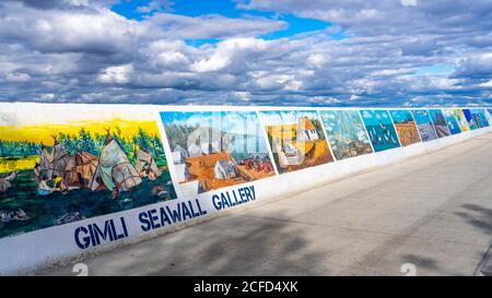 La Seawall Gallery sul molo di Gimli, Manitoba, Canada. Foto Stock