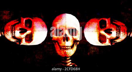 Halloween sfondo con Skulls galleggianti come tema orrore Foto Stock