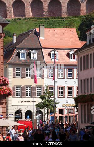 Zona pedonale Hauptstrasse nella città vecchia, Heidelberg, Baden-Wuerttemberg, Germania, Europa Foto Stock