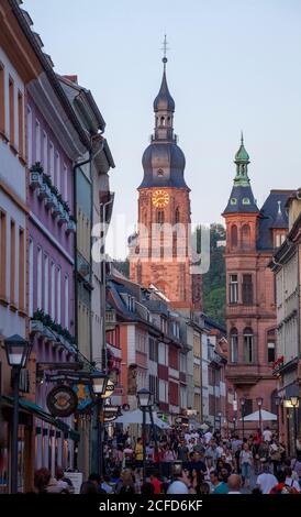 Zona pedonale Hauptstrasse nella città vecchia, Heidelberg, Baden-Wuerttemberg, Germania, Europa Foto Stock