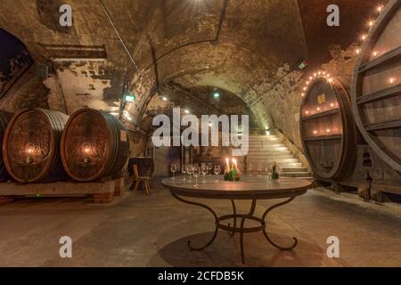 Cantina storica, residenza, interno, Wuerzburg, Germania Foto Stock