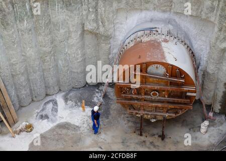 Nuova costruzione della rete fognaria di Berna, conversione Emscher, Essen, zona Ruhr, Renania settentrionale-Vestfalia, Germania Foto Stock