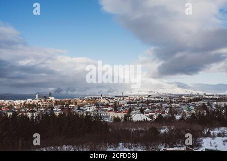 Vista su Reykjavik da Perlan, Islanda Foto Stock