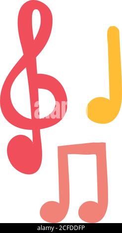 note musicali disegno grafico vettoriale con icona piatta Illustrazione Vettoriale