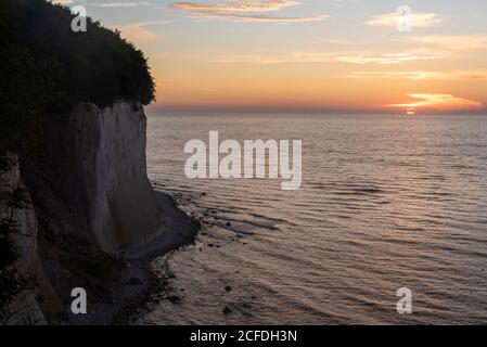 Alba, scogliere di gesso, Wissower Klinken, Isola di Rügen, Mar Baltico, Meclemburgo-Vorpommern, Germania Foto Stock