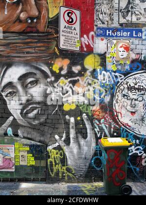 Street art su Hosier Lane, Melbourne, Victoria, Australia Foto Stock