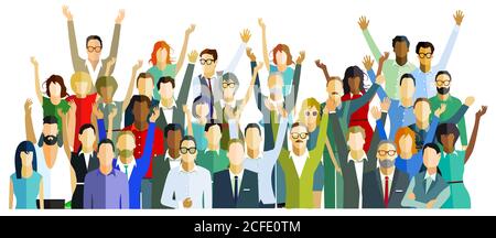 un gruppo di persone sono felici Illustrazione Vettoriale