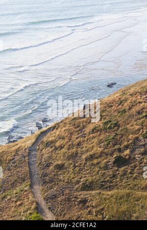 Sentiero costiero a Cap de Carteret con vista il mare Foto Stock