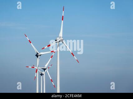 Turbine eoliche, Grevenbroich, Renania Settentrionale-Vestfalia, Germania Foto Stock
