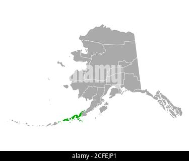 Mappa di Aleutians Est in Alaska Foto Stock