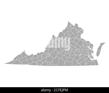 Bedford City sulla mappa di Virginia Foto Stock