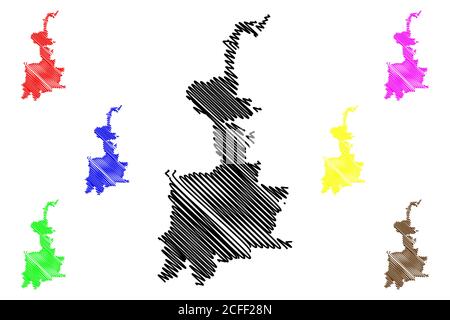 Medan City (Repubblica di Indonesia, isola di Sumatra) mappa vettoriale illustrazione, scrimble sketch Città di Medan mappa Illustrazione Vettoriale