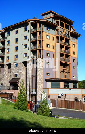 TANNERSVILLE, PA -30 AGOSTO 2020- Vista del Camelback Mountain Resort, una grande stazione sciistica nelle montagne di Poconos in Pennsylvania, Stati Uniti. Foto Stock