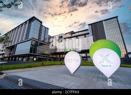 Taoyuan, Taiwan - 02 settembre 2020: Acquario di nuova apertura - edificio Xpark, popolare punto di riferimento di Taoyuan Qingpu. Foto Stock