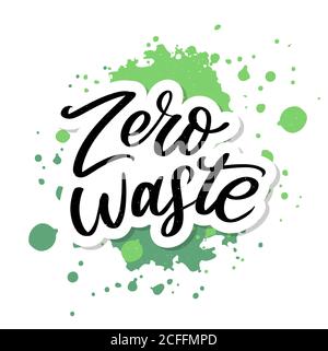 Zero Waste Concezione Green Eco Ecologia scritta vettore di testo Illustrazione Vettoriale