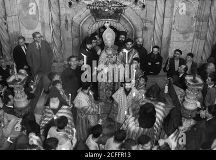 Storia del Medio Oriente - Calendario delle cerimonie religiose a Jer. [ad es Gerusalemme] periodo pasquale 1941. Santo fuoco ortodosso Foto Stock