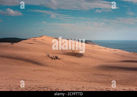La grande Duna di Pilat, la più alta duna d'Europa ad Arcachon, Aquitania, Francia. Foto Stock