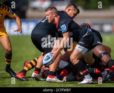 LONDRA, REGNO UNITO. 05 settembre 2020. Tom Whiteley di Saracens in azione durante il Gallagher Premiership Rugby Match Round 18 tra Saracens vs Wasps ad Allianz Park sabato 05 settembre 2020. LONDRA, INGHILTERRA. Credit: Taka G Wu/Alamy Live News Foto Stock