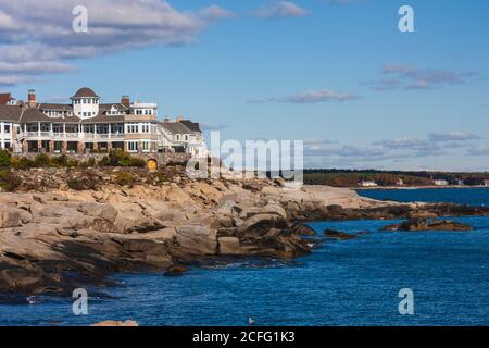 Resort sulla Rugged Coast del Maine, vicino a York sulla penisola di Cape Neddick. Foto Stock