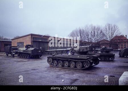 Caserma militare francese, Offenburg, 1980, Germania occidentale. Foto Stock