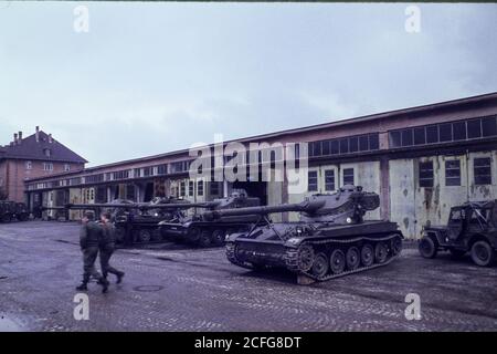Caserma militare francese, Offenburg, 1980, Germania occidentale. Foto Stock
